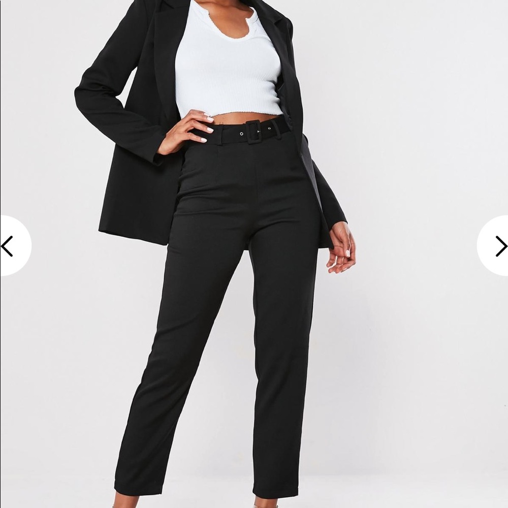 Missguided petite black belted cigarette pants